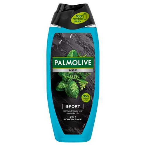 Palmolive Men, Sport, Mint and Cedar Leaf Essential Oils 3 in 1 Body Face Hair Wash (Żel pod prysznic 3 w 1) - 1
