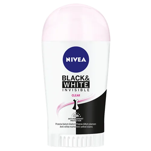 Nivea Black & White, Invisible Clear (Antyperspirant 48h w sztyfcie) - 2