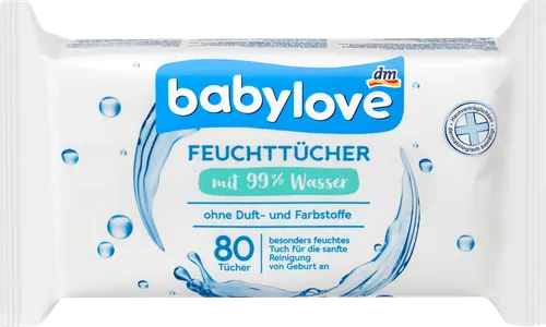 Babylove Feuchttücher 99% Wasser (Chusteczki nawilżane 99% wody)