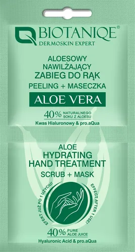 Biotaniqe Aloe Vera, Aloesowy nawilżający zabieg do rąk peeling + maseczka