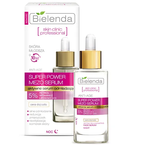 Bielenda Skin Clinic Profesional, Super Power Mezo Serum, Aktywne serum odmładzające anti-age na noc