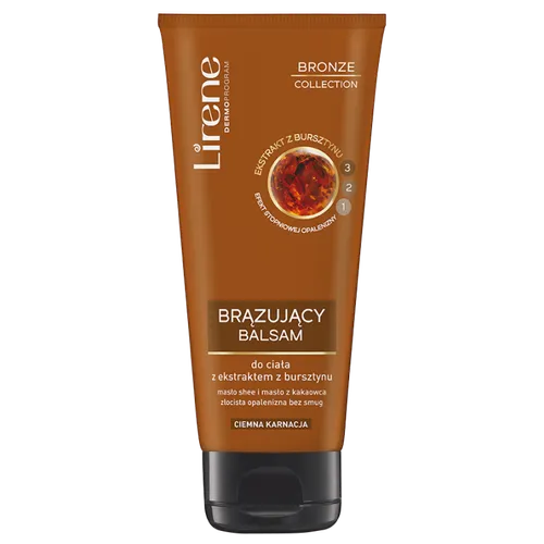 Lirene Dermoprogram Bronze Collection, Brązujący balsam do ciała z ekstraktem z bursztynu ciemna karnacja