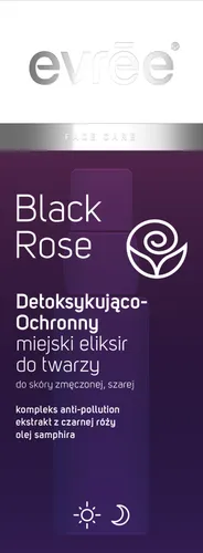 Evree Black Rose, Detoksykująco-ochronny miejski eliksir do twarzy do skóry zmęczonej i szarej