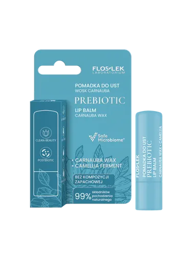 Floslek Prebiotic Lip Care, Wosk Carnauba, Prebiotyczna pomadka do ust