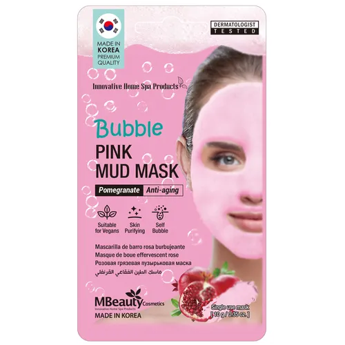 MBeauty Bubble Pink Mud Mask (Przeciwzmarszczkowa bąbelkowa maseczka błotna do twarzy z wyciągiem z granatu)