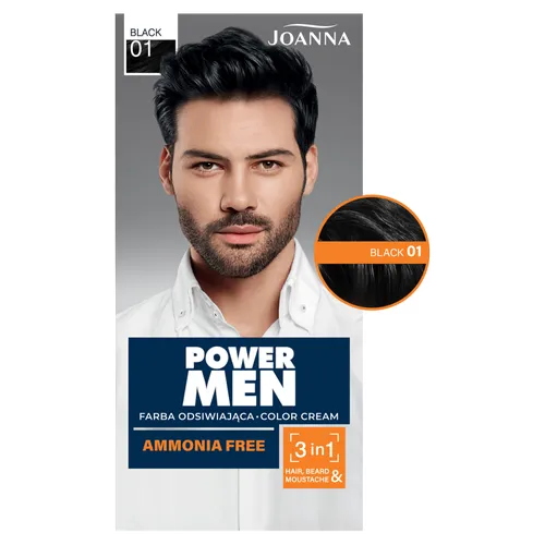 Joanna Power Men, Color Cream, 3 in 1 ,Hair, Beard & Moustache (Farba  do włosów, brody i wąsów dla mężczyzn) - 2