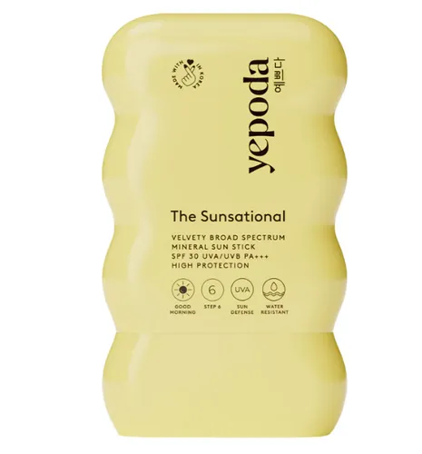 Yepoda The Sunsational, Velvety Broad Spectrum Mineral Sun Stick SPF 30 UVA/UVB PA+++ (Mineralny sztyft przeciwsłoneczny SPF 30 UVA/UVB PA+++)
