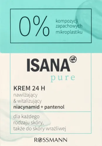 Isana Pure, Krem 24H nawilżający i wygładzający z niacynamidem i pantenolem