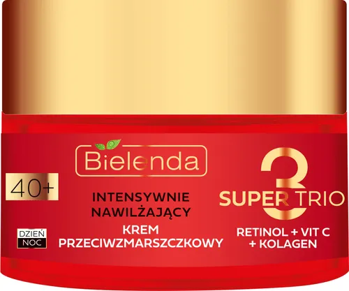 Bielenda Super Trio, Intensywnie nawilżający krem przeciwzmarszczkowy na dzień i na noc 40+