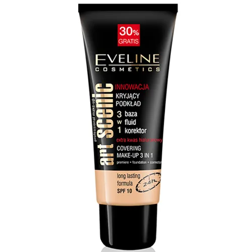 Eveline Cosmetics Art Scenic, Kryjący podkład 3 w 1 baza + podkład + korektor