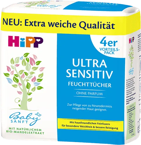 HiPP BabySanft, Untra Sensitiv Feuchttucher Ohne Parfum (Nieperfumowane chusteczki pielęgnacyjne)