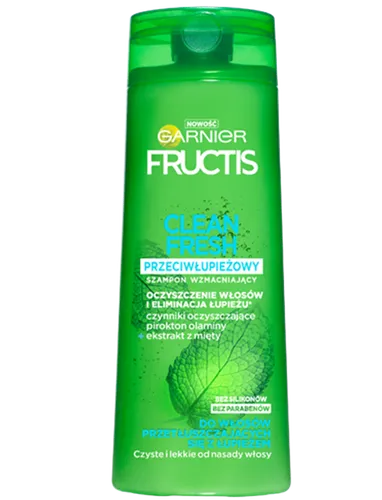 Garnier Fructis, Clean Fresh, Przeciwłupieżowy szampon wzmacniający do włosów przetłuszczających się