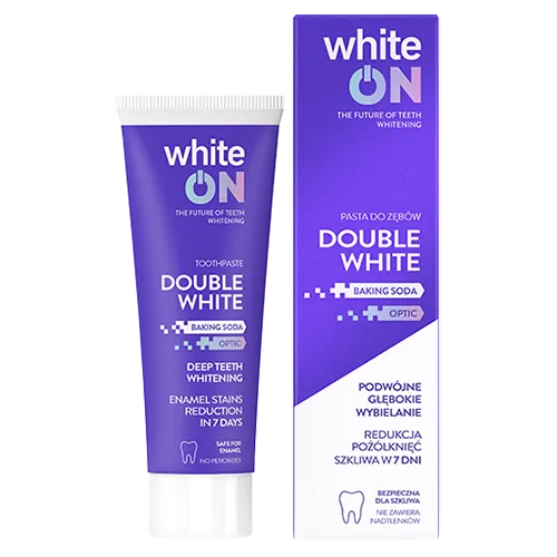 WhiteON Double White Baking Soda Optic, Wybielająca pasta do zębów `Podwójne wybielanie i redukcja pożółknięć szkliwa w 7 dni`