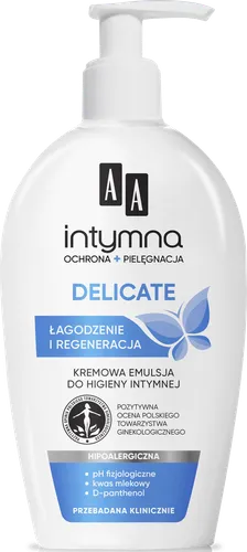 AA Intymna Delicate, Kremowa emulsja do higieny intymnej `Łagodzenie i regeneracja`
