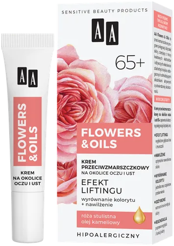 AA Flowers & Oils, Krem przeciwzmarszczkowy na okolice oczu i ust 65+