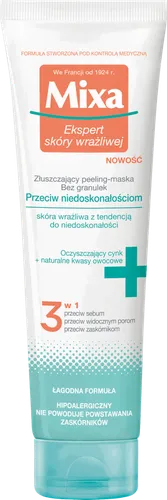 Mixa Przeciw niedoskonałościom, Złuszczający peeling - maska bez granulek 3 w 1