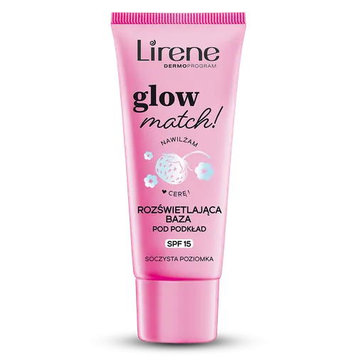 Lirene Dermoprogram Glow Match!, Rozświetlająca baza pod podkład SPF 15 `Soczysta poziomka`