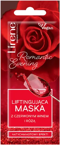 Lirene Dermoprogram Romantic Evening, Liftingująca maska z czerwonym winem i różą `Let's Celebrate!` - 1