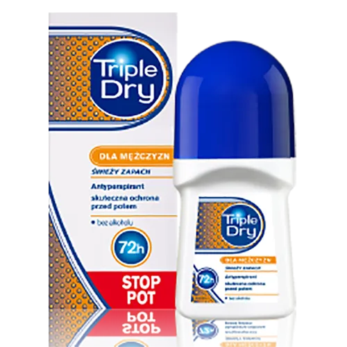 Triple Dry Active, Anti-Perspirant Roll-on For Men 72h (Antyperspirant dla mężczyzn w kulce do 72 godzin)