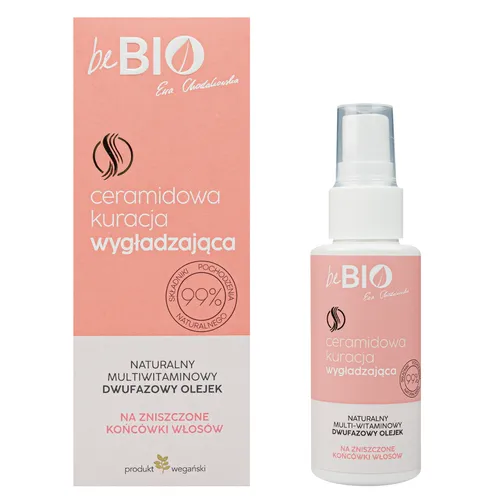beBIO Ceramidowa kuracja wygładzająca, Naturalny multi-witaminowy olejek na zniszczone końcówki włosów