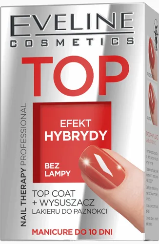Eveline Cosmetics Nail Therapy Professional, Odżywka do paznokci Top Coat i wysuszacz lakieru do paznokci `Efekt hybrydy bez lampy` - 1