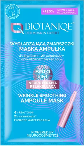 Biotaniqe Boto Lift, Wrinkle Smoothing Ampoule Mask (Neuroterapia Relaksująca, Wygładzająca zmarszczki maska-ampułka)