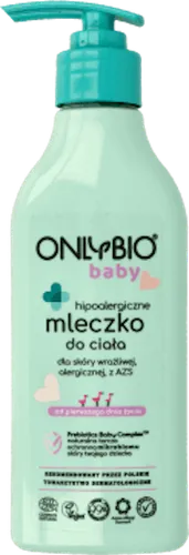 OnlyBio Baby, Hipoalergiczne mleczko do ciała dla skóry wrażliwej, alergicznej, z AZS
