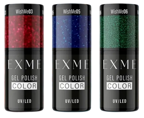 Exme WishMe, Gel Polish Color UV/LED (Lakier hybrydowy brokatowy)