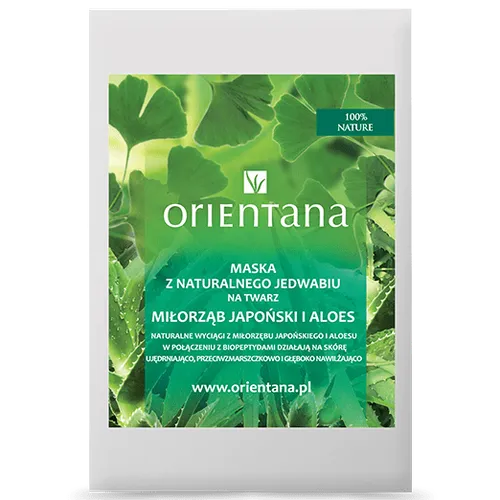 Orientana Maska z jedwabnej tkaniny na twarz `Miłorząb japoński i aloes` - 3