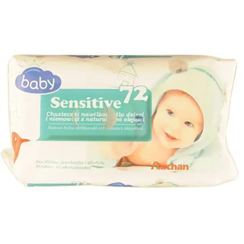 Auchan Baby Sensitive, Chusteczki nawilżane naturalnymi olejami