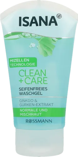 Isana Clean + Care, Seifenfreies Waschgel (Żel bez mydła do mycia twarzy)