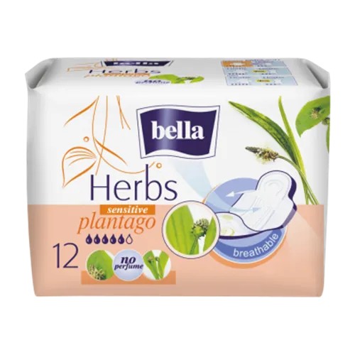 Bella Herbs, Sensitive Plantago, Podpaski wzbogacone wyciągiem z babki lancetowatej