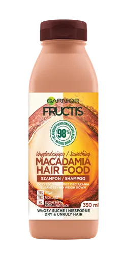 Garnier Fructis, Macadamia Hair Food, Wygładzający szampon do włosów suchych i niesfornych