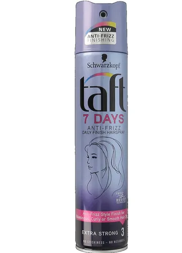 Schwarzkopf Taft 7 Days, Anti-frizz Daily Finish Hairspray for Voluminous, Curly or Smooth Hair (Lakier do włosów mocno utrawalający przeciw puszeniu się włosów)