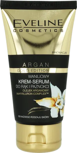 Eveline Cosmetics Argan Gold Edition, Waniliowy krem - serum do rąk i paznokci - 1