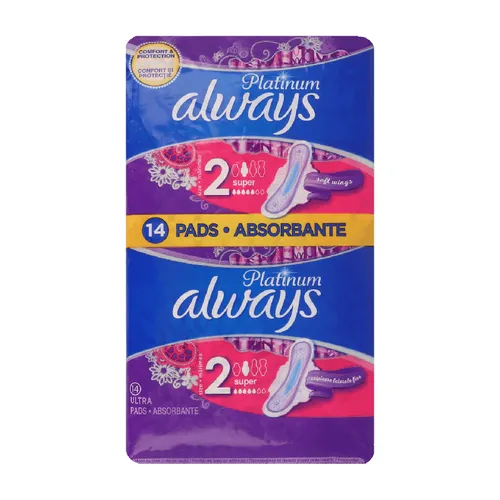Always Platinum Super, Podpaski higieniczne ze skrzydełkami rozmiar 2