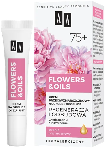 AA Flowers & Oils, Krem przeciwzmarszczkowy na okolice oczu i ust 75+