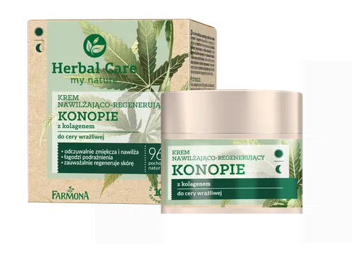 Herbal Care Krem nawilżająco- regenerujący `Konopie z kolagenem`