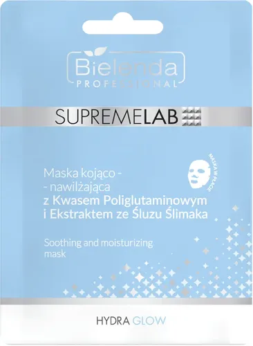 Bielenda Professional SUPREMELAB Hydra Glow, Maska kojąco-nawilżająca z kwasem poliglutaminowym i ekstraktem ze śluzu ślimaka