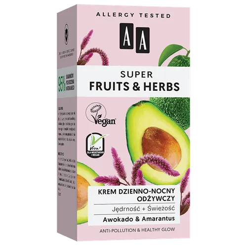AA Super Fruits & Herbs, Krem dzienno-nocny odżywczy `Jędrność + świeżość`