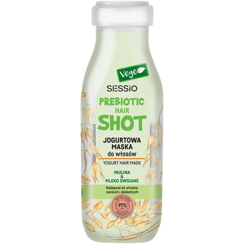 Sessio Prebiotic Hair Shot, Jogurtowa maska do włosów niskoporowatych z inuliną i mlekiem owsianym