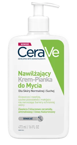 CeraVe Nawilżający Krem-Pianka do Mycia twarzy i demakijażu dla skóry normalnej i suchej - 1