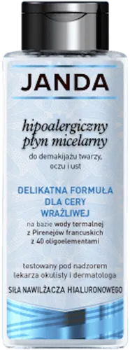 Janda Siła Nawilżacza Hialuronowego, Hipoalergiczny płyn micelarny do demakijażu twarzy, oczu i ust