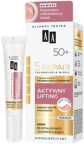 AA Technologia Wieku 5Repair, Krem rewitalizująco-rozświetlający pod oczy 50+ `Aktywny lifting` - 1