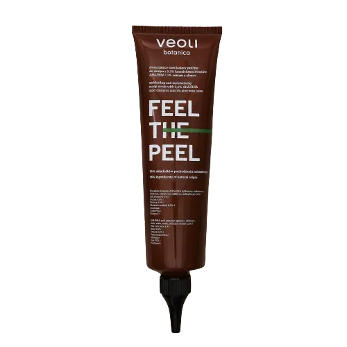 Veoli Botanica Feel The Peel, Złuszczająco-nawilżający peeling do skalpu z 3,2% kompleksem kwasów AHA/BHA i 1% sokiem z aloesem