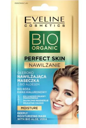 Eveline Cosmetics Bio Organic Perfect Skin, Głęboko nawilżająca maseczka z bio aloesem