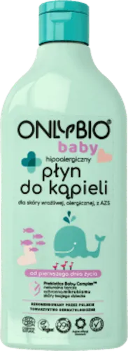 OnlyBio Baby, Hipoalergiczny płyn do kąpieli dla skóry wrażliwej, alergicznej, z AZS