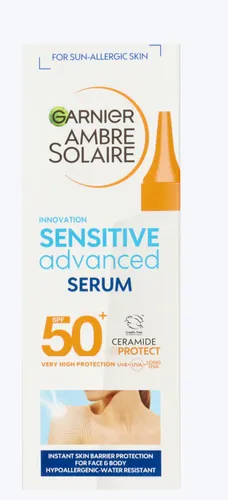 Garnier Ambre Solaire Innovation Sensitive Advanced Serum SPF 50+ Ceramide Protect (Ochronne serum do ciała SPF 50+)