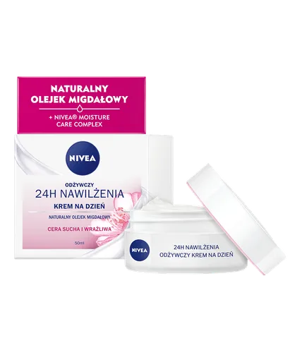 Nivea Odżywczy krem do twarzy na dzień `Naturalny olejek migdałowy 24h nawilżenia`