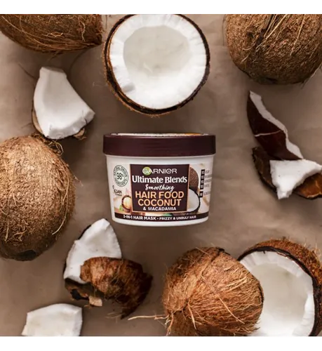 Garnier Ultimate Blends, Smoothing Hair Food Coconut (3-w-1 maska ​​do włosów kręconych z olejem kokosowym) - 2